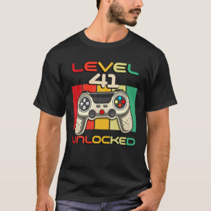 T-shirt Niveau 41 Vidéogamer Déverrouillé Né En 1980 41 An