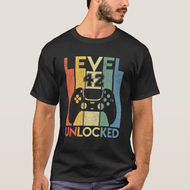 T-shirt Niveau 42 Déverrouillé Anniversaire 42 Anniversair (Devant)