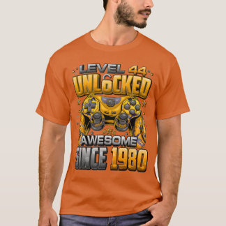 T-shirt Niveau 44 Débloqué Incroyable Depuis 1980 44e Anni