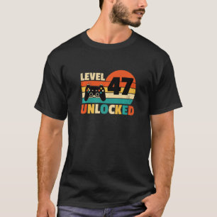 T-shirt Niveau 47 Déverrouillé Joueur Vidéo Amusant Annive