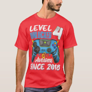 T-shirt Niveau 4 Déverrouillé génial 2018 4e anniversaire 