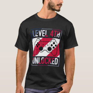 T-shirt Niveau 4E Déverrouillé Funky Quart Juillet Gamer V