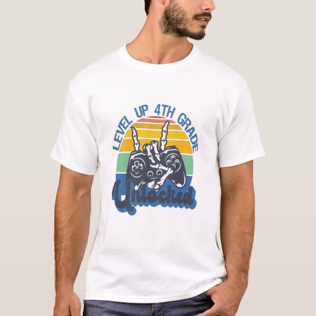T-shirt Niveau 4th Grade Gaming Back To School (Devant)