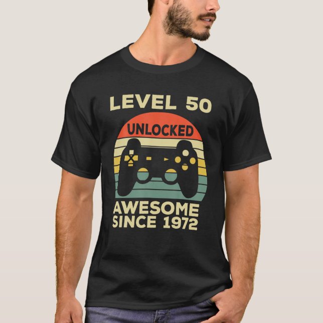 T-shirt Niveau 50 Anniversaire Déverrouillé Anniversaire 5 (Devant)