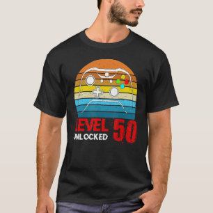 T-shirt Niveau 50 Débloqué Joueur de jeux vidéo 50e annive