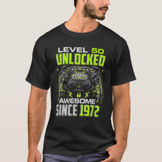T-shirt Niveau 50 Déverrouillé Étonnant Depuis 1972 50E An