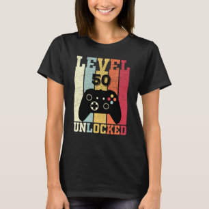 T-shirt Niveau 50 Jeu vidéo déverrouillé 50e anniversaire 