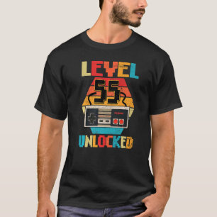 T-shirt Niveau 55 Jeu vidéo déverrouillé 55e anniversaire