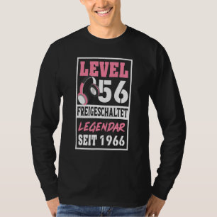 T-shirt Niveau 56 ans Gamer Girl depuis 1966 Anniversaire