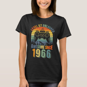 T-shirt Niveau 57 Déverrouillé 57e Anniversaire Joueur 196