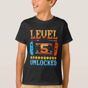 T-shirt Niveau 5 Débloqué Chemise d'anniversaire 5 ans Jeu