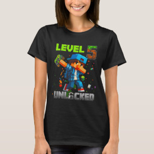 T-shirt Niveau 5 Débloqué Drôle Anniversaire Garçon Pixel 