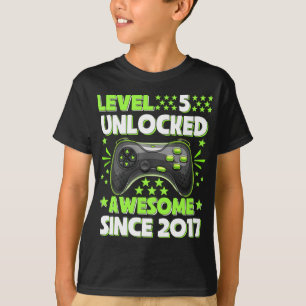 T-shirt Niveau 5 Déverrouillé Awesome 2017 jeu vidéo 5e an