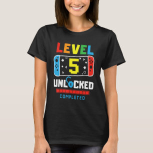 T-shirt Niveau 5 Déverrouillé Terminé Jeu Joyeux 5e annive