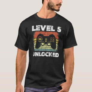 T-shirt Niveau 5 Jeu vidéo déverrouillé 5e anniversaire