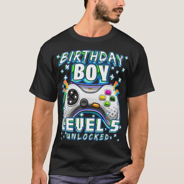 T-shirt Niveau 5 Jeu vidéo déverrouillé 5e anniversaire Ga (Devant)