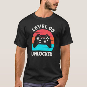 T-shirt Niveau 5 Jeu vidéo déverrouillé 5e Anniversaire Re
