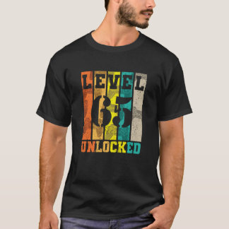 T-shirt Niveau 65 Déverrouillé 65e Anniversaire Joueur Gar