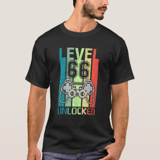 T-shirt Niveau 66 Jeu vidéo déverrouillé 66e anniversaire