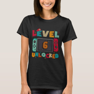 T-shirt Niveau 6 Débloqué Anniversaire de jeu pour garçons