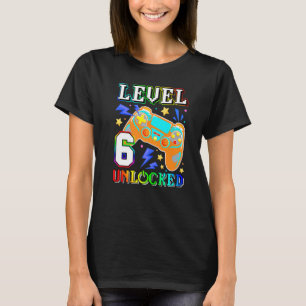 T-shirt Niveau 6 Déverrouillé 6e Anniversaire Jeu vidéo 6 