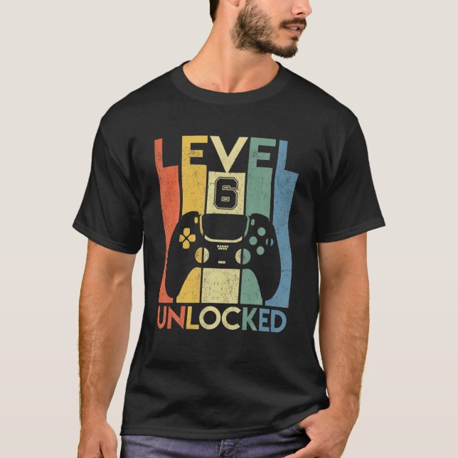 T-shirt Niveau 6 Déverrouillé Anniversaire 6 Anniversaire  (Devant)