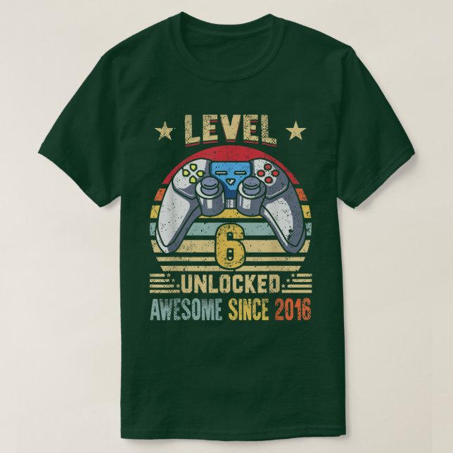 T-shirt Niveau 6 Déverrouillé Awesome 2016 6e anniversaire (Design devant)