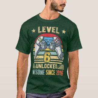 T-shirt Niveau 6 Déverrouillé Awesome 2016 6e anniversaire