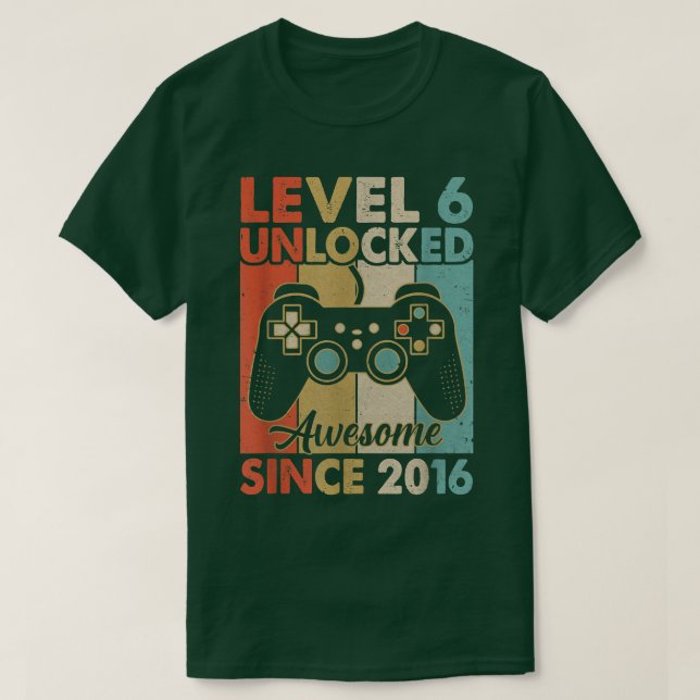 T-shirt Niveau 6 Déverrouillé Awesome 2016 Jeu Vidéo 6E Na (Design devant)