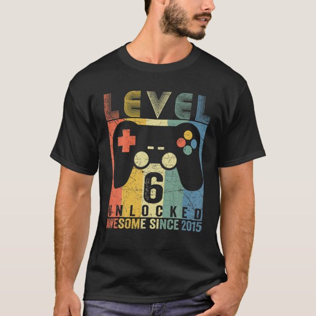 T-shirt Niveau 6 Déverrouillé Jeu Vidéo incroyable 6E Anni (Devant)