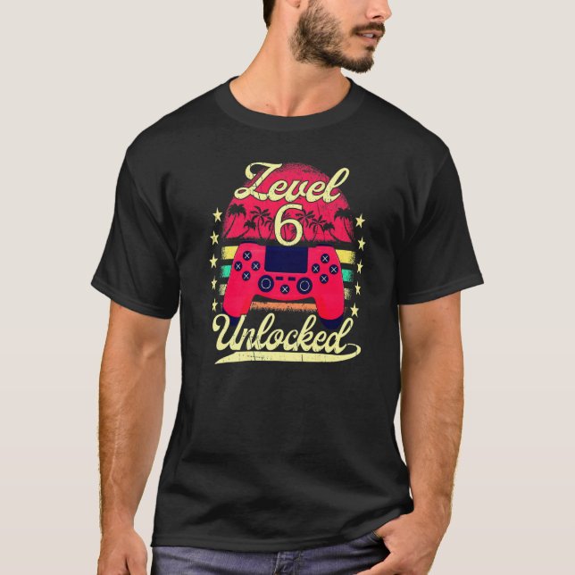 T-shirt Niveau 6 Garçons déverrouillés Filles Anniversaire (Devant)