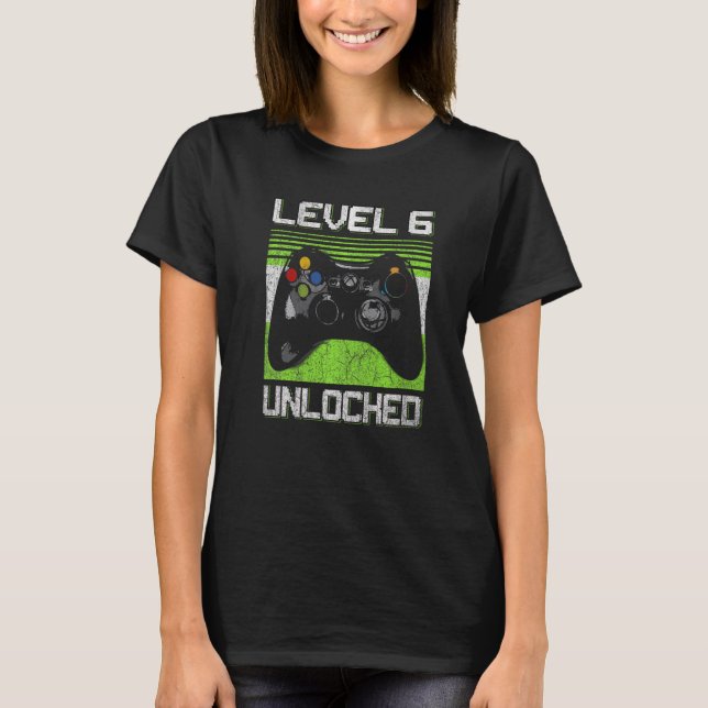 T-shirt Niveau 6 Jeu vidéo déverrouillé 6 ans 6e anniversa (Devant)