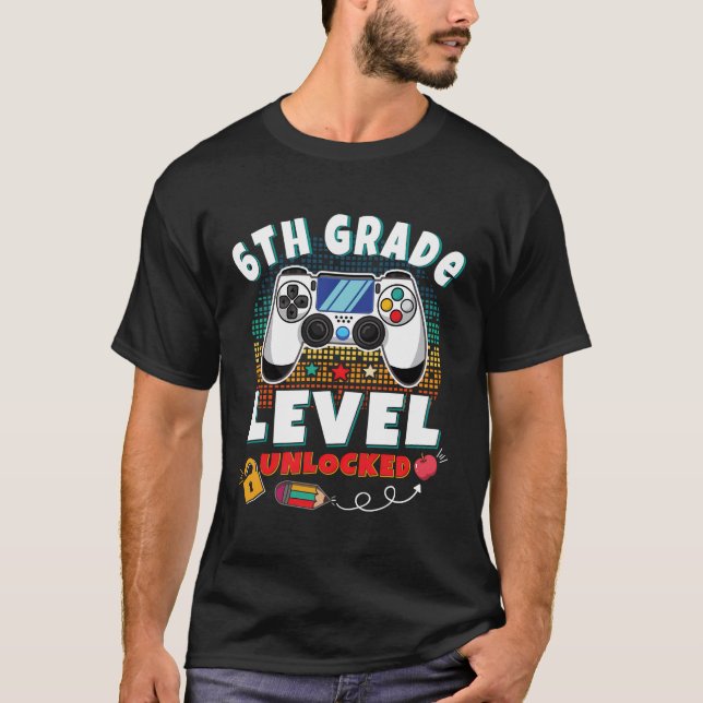 T-shirt Niveau 6E Année Déverrouillé Retour À L'École Prem (Devant)