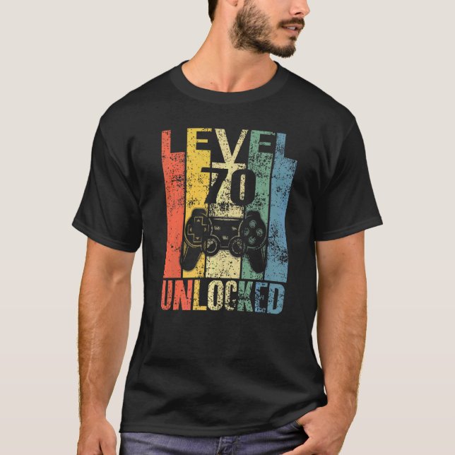 T-shirt Niveau 70 Déverrouillé 70e anniversaire pour les j (Devant)