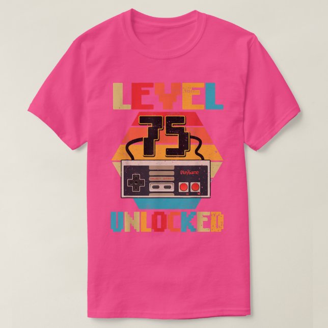 T-shirt Niveau 75 Jeu vidéo déverrouillé 75e Cadeaux d'ann (Design devant)