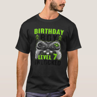 T-shirt Niveau 7 Anniversaire déverrouillé Garçon 7 ans Ga
