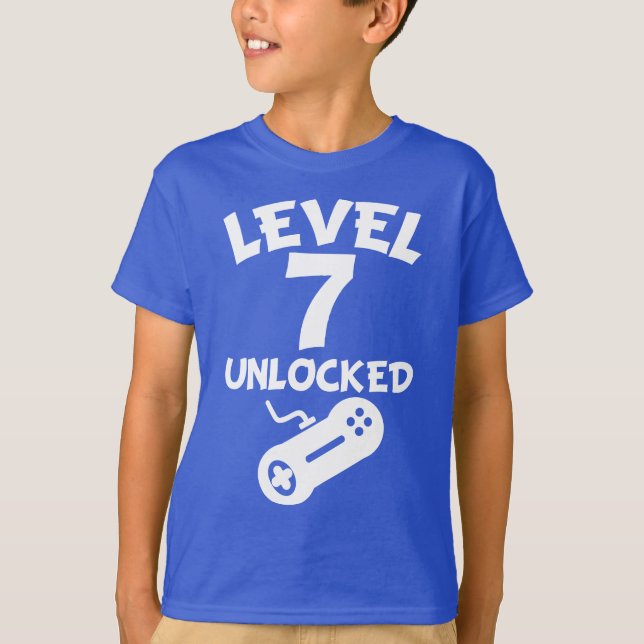 T-shirt Niveau 7 débloqué 7ème anniversaire de jeux vidéo (Devant)