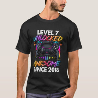 T-shirt Niveau 7 Débloqué Cadeaux Garçons 7 Ans 7ème Anniv