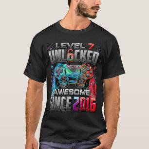 T-shirt Niveau 7 Débloqué Incroyable Depuis 2016 7ème Anni
