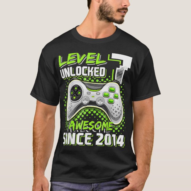T-shirt Niveau 7 Déverrouillé Awesome 2014 jeu vidéo 7e na (Devant)