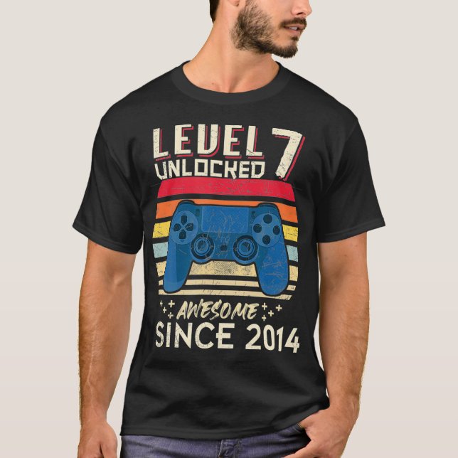 T-shirt Niveau 7 Déverrouillé Awesome 2014 jeu vidéo 7e na (Devant)