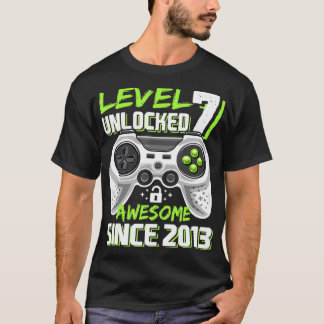 T-shirt Niveau 7 Déverrouillé Awesome depuis 2013 Jeu vidé