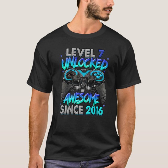 T-shirt Niveau 7 déverrouillé stupéfiant depuis 2016 7e an (Devant)
