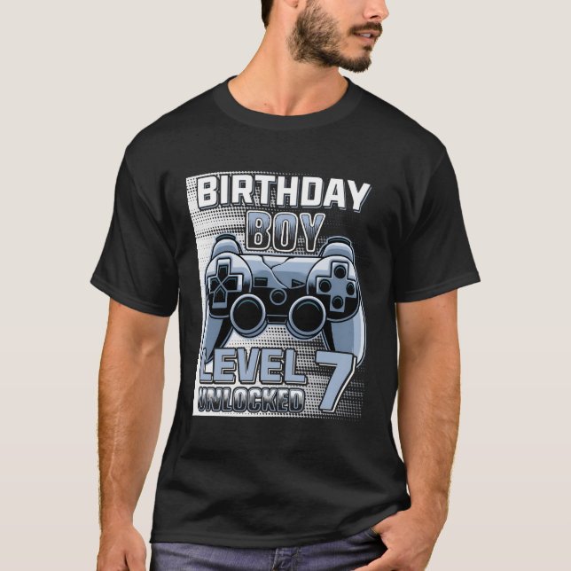 T-shirt Niveau 7 Jeu déverrouillé 7 7E Fils Anniversaire (Devant)