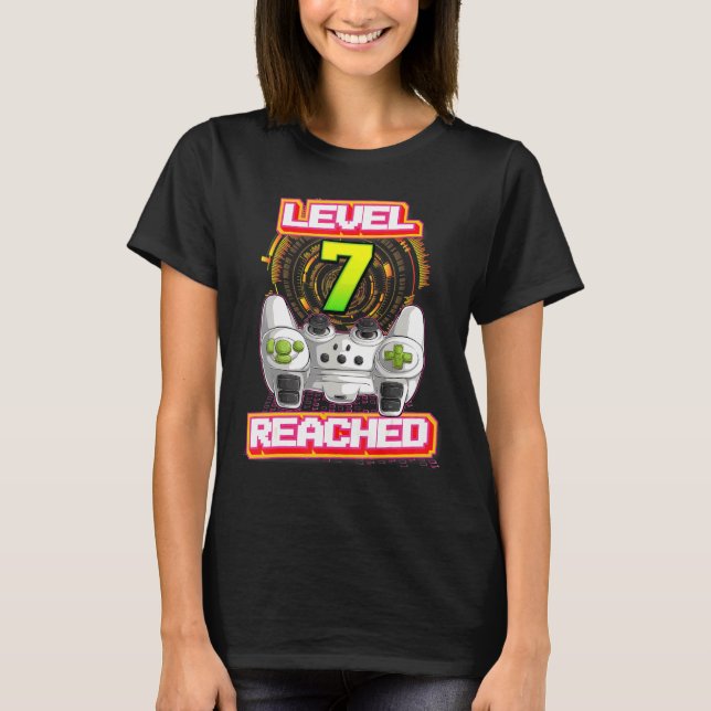 T-shirt Niveau 7 Rejoint Gamer 7e Anniversaire Vidéo Jeu B (Devant)