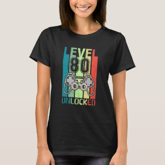 T-shirt Niveau 80 Déverrouillé Jeu vidéo 80e anniversaire