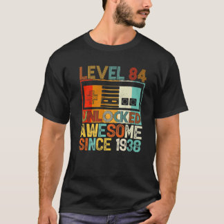 T-shirt Niveau 84 Déverrouillé Étonnant Depuis 1938 84E An