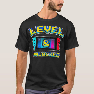 T-shirt Niveau 8 Anniversaire Déverrouillé Garçon 8 ans Vi
