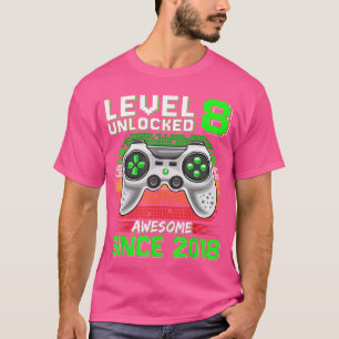 T-shirt Niveau 8 Débloqué Incroyable Depuis 2018 Joueur Vi