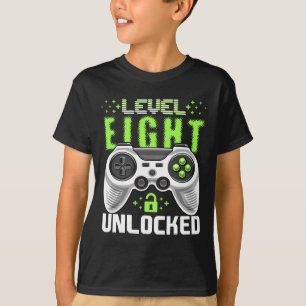 T-shirt Niveau 8 Débloqué Jeu Vidéo 8ème Anniversaire Game